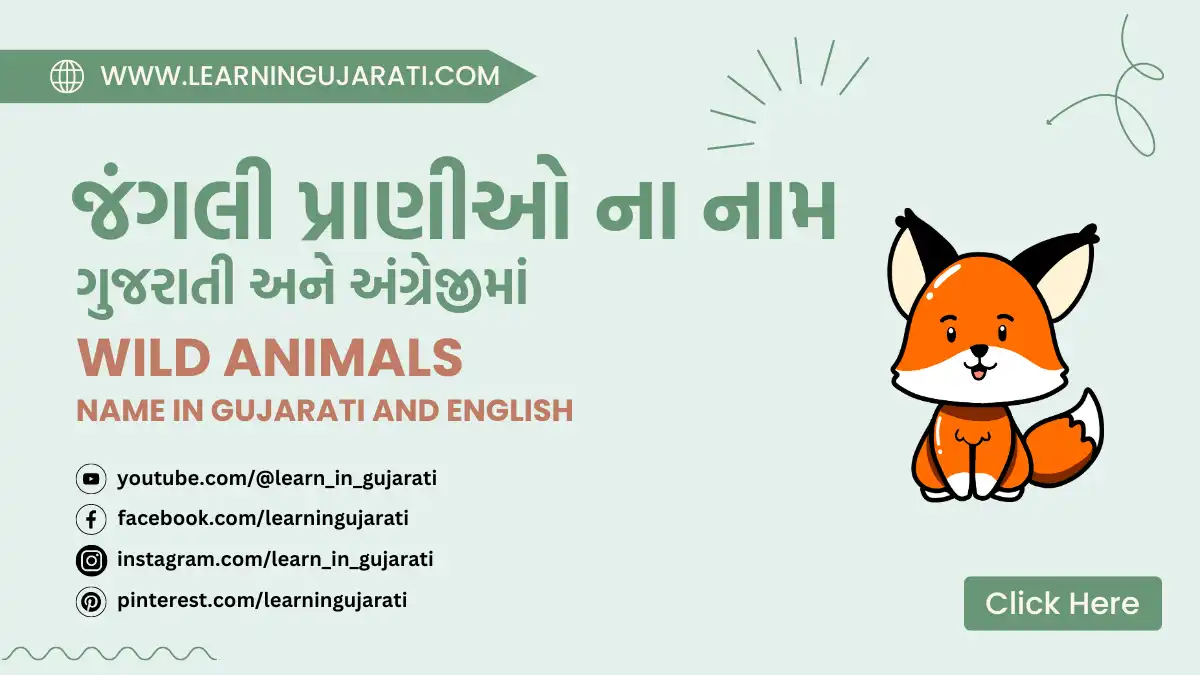 wild animals name in gujarati and english language